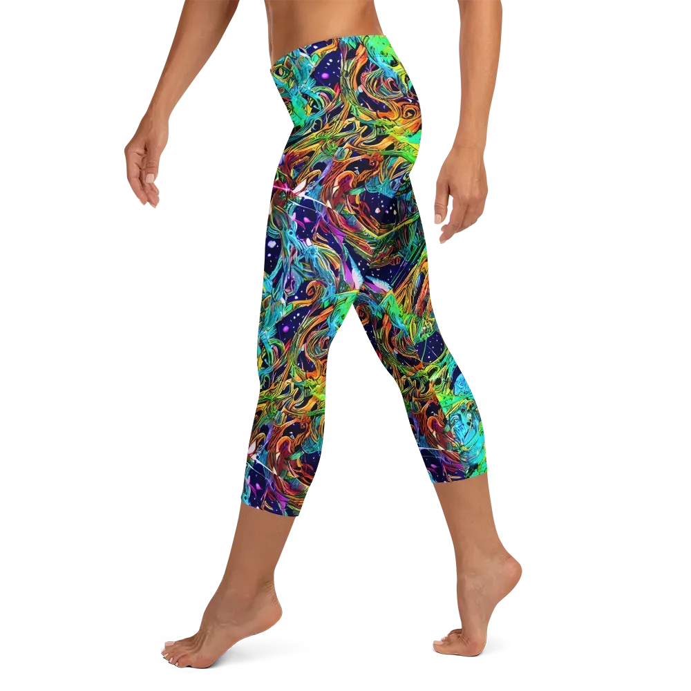 Neon Mythos on Capri Leggings — Left