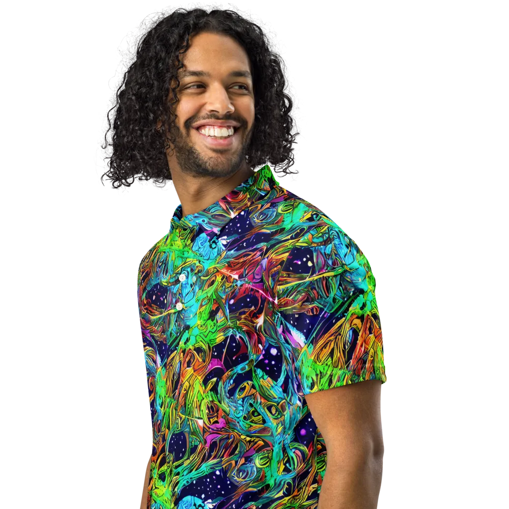 Neon Mythos on Men's Slim Fit Polo Shirt — Left Front