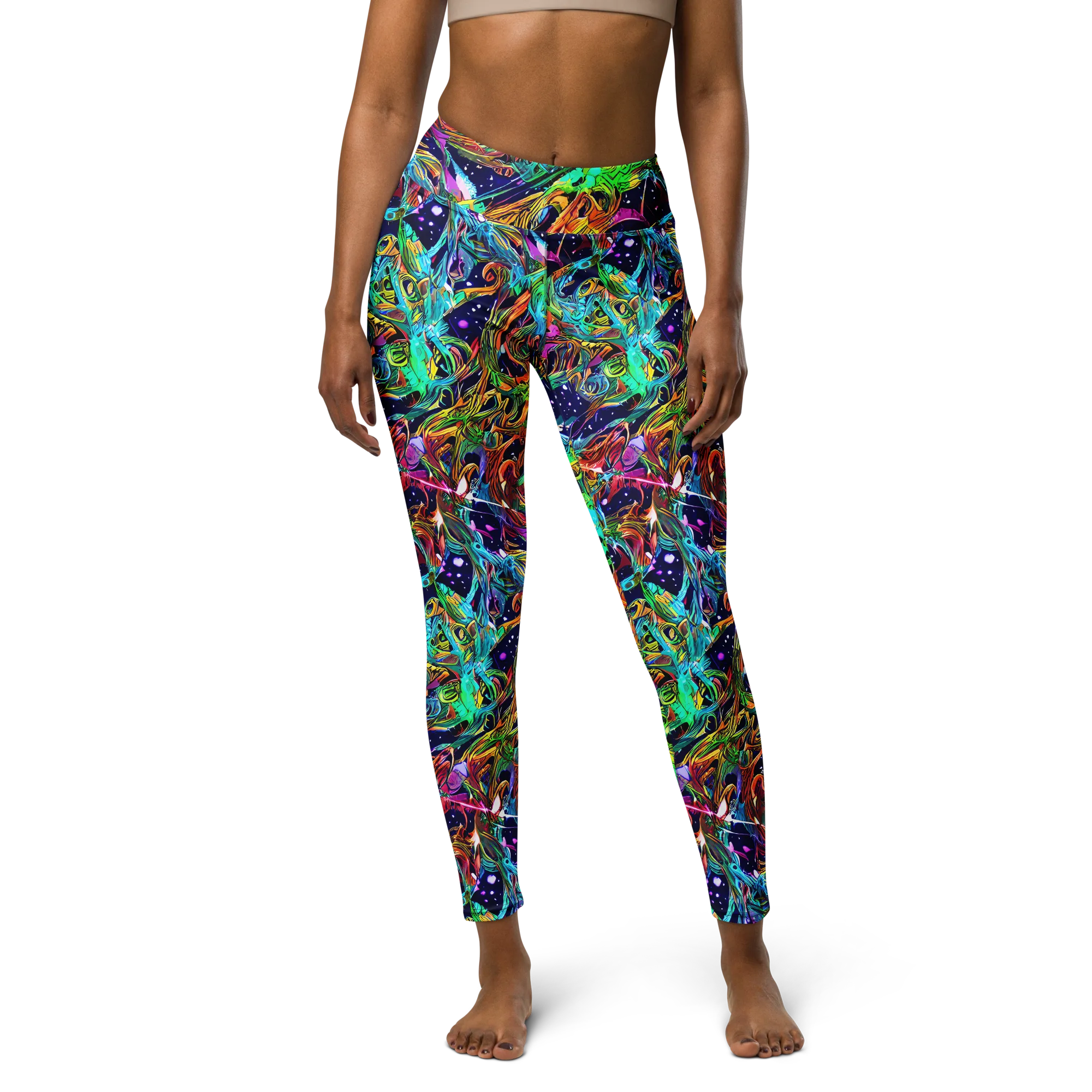 Neon Mythos on Yoga Leggings — Front