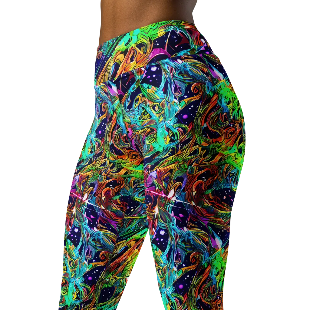 Neon Mythos on Yoga Leggings — Left Front