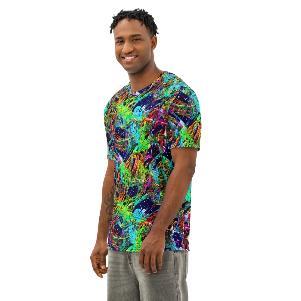 Neon Mythos on Men's Cotton Crew Neck T-Shirt — Left Front