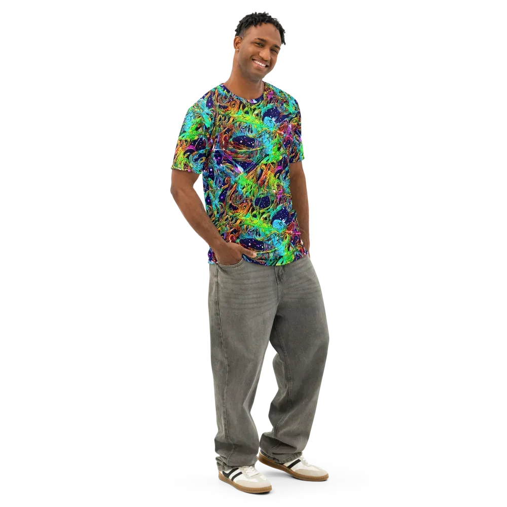 Neon Mythos on Men's Cotton Crew Neck T-Shirt — Right Front
