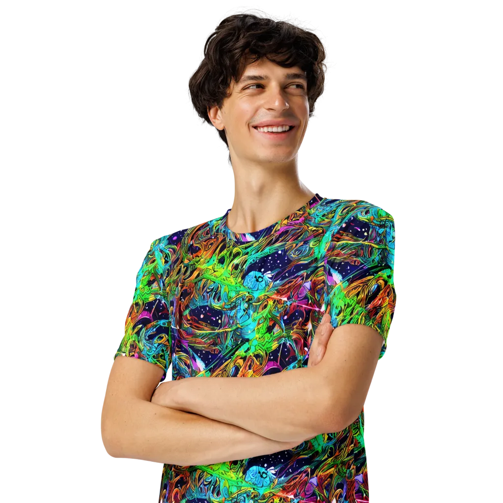 Neon Mythos on Men's Crew Neck T-Shirt — Left Front