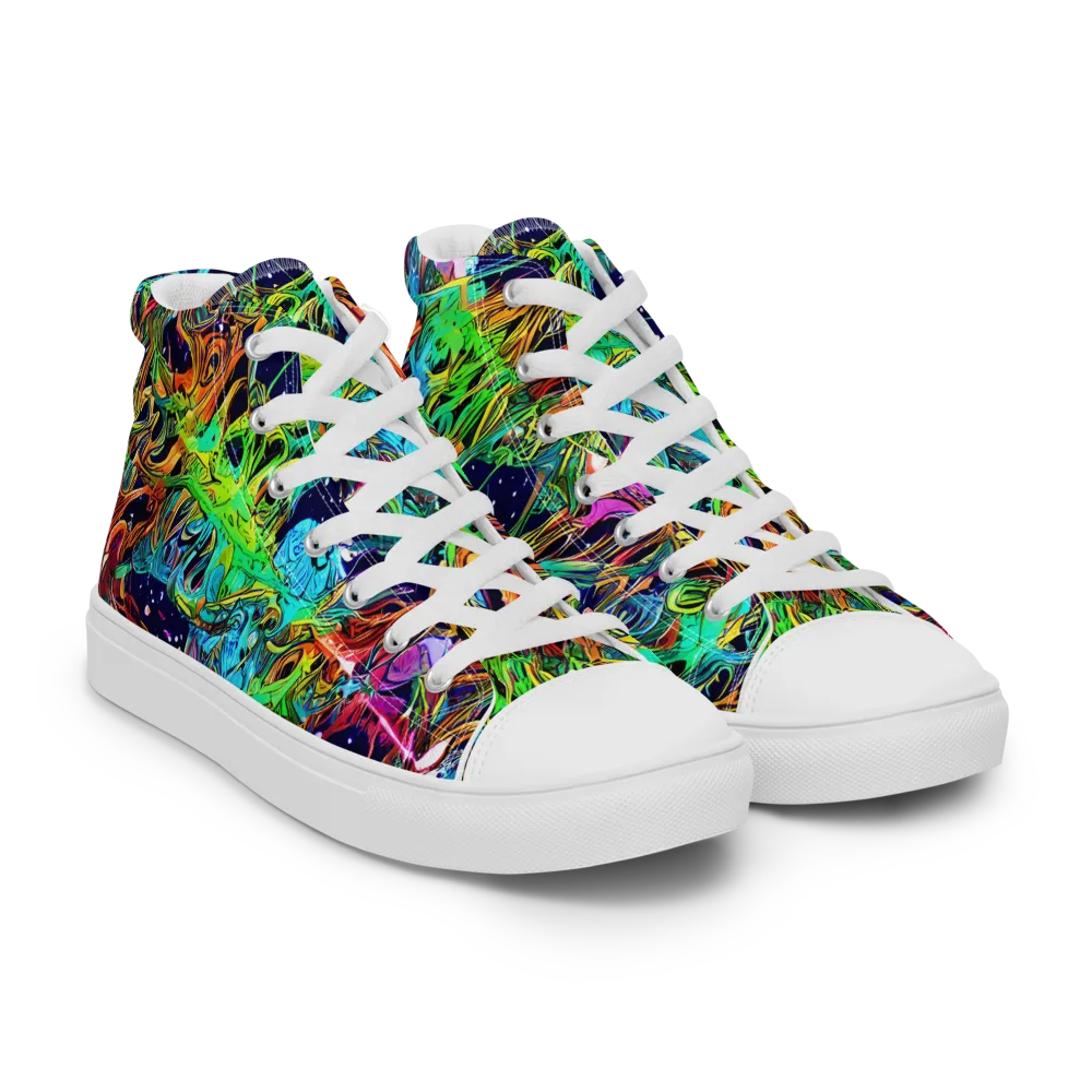 Neon Mythos on Men's High Top Canvas Shoes — Right Front