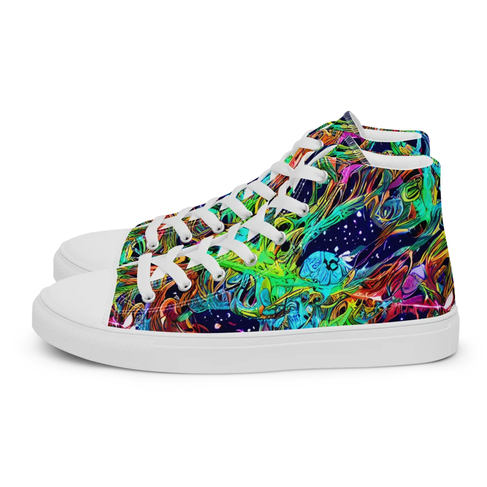 Neon Mythos on Men's High Top Canvas Shoes — Left