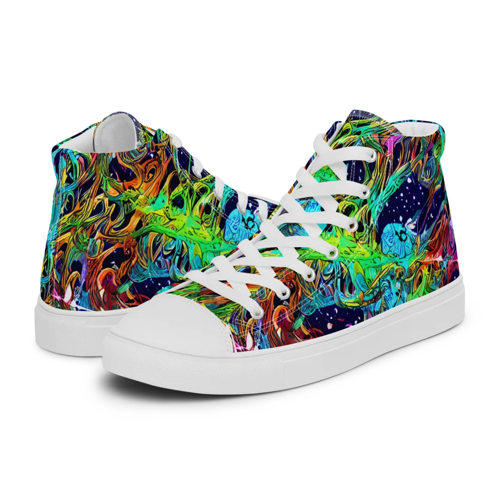 Neon Mythos on Men's High Top Canvas Shoes — Left