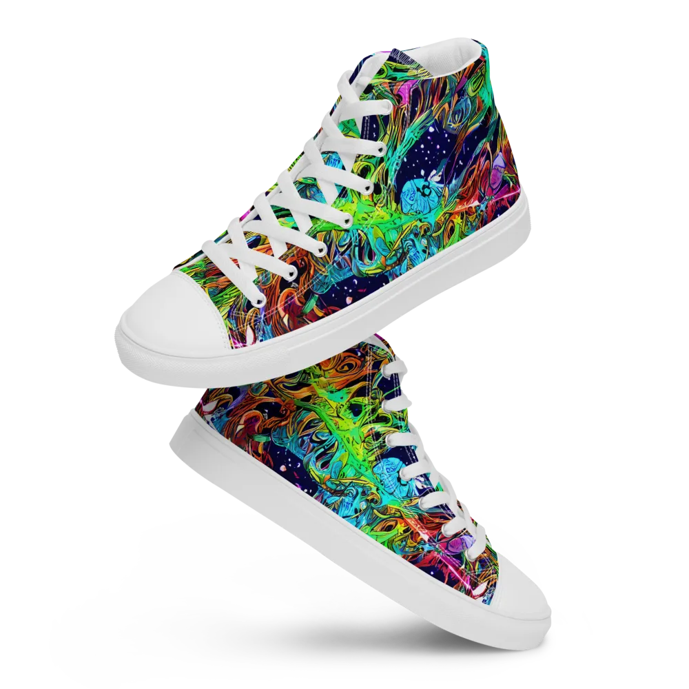 Neon Mythos on Men's High Top Canvas Shoes — Front