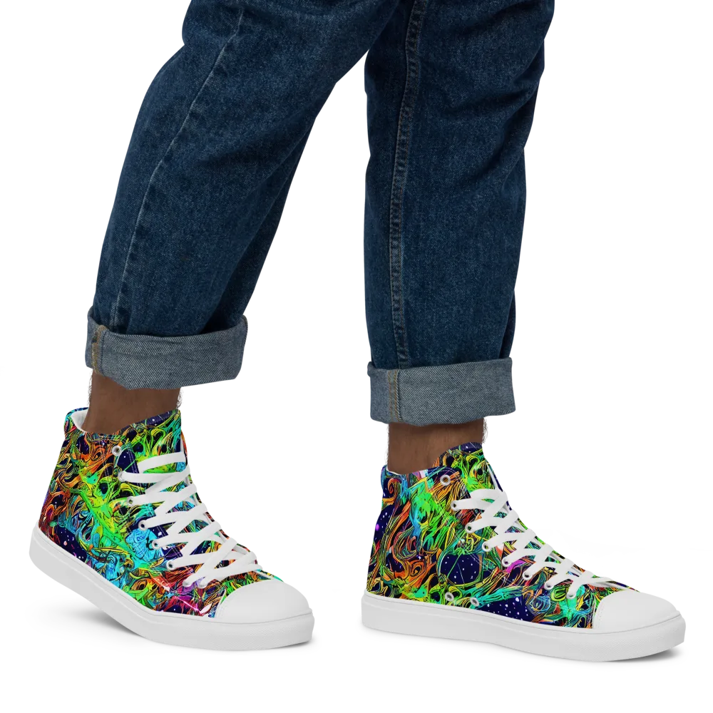 Neon Mythos on Men's High Top Canvas Shoes — Right