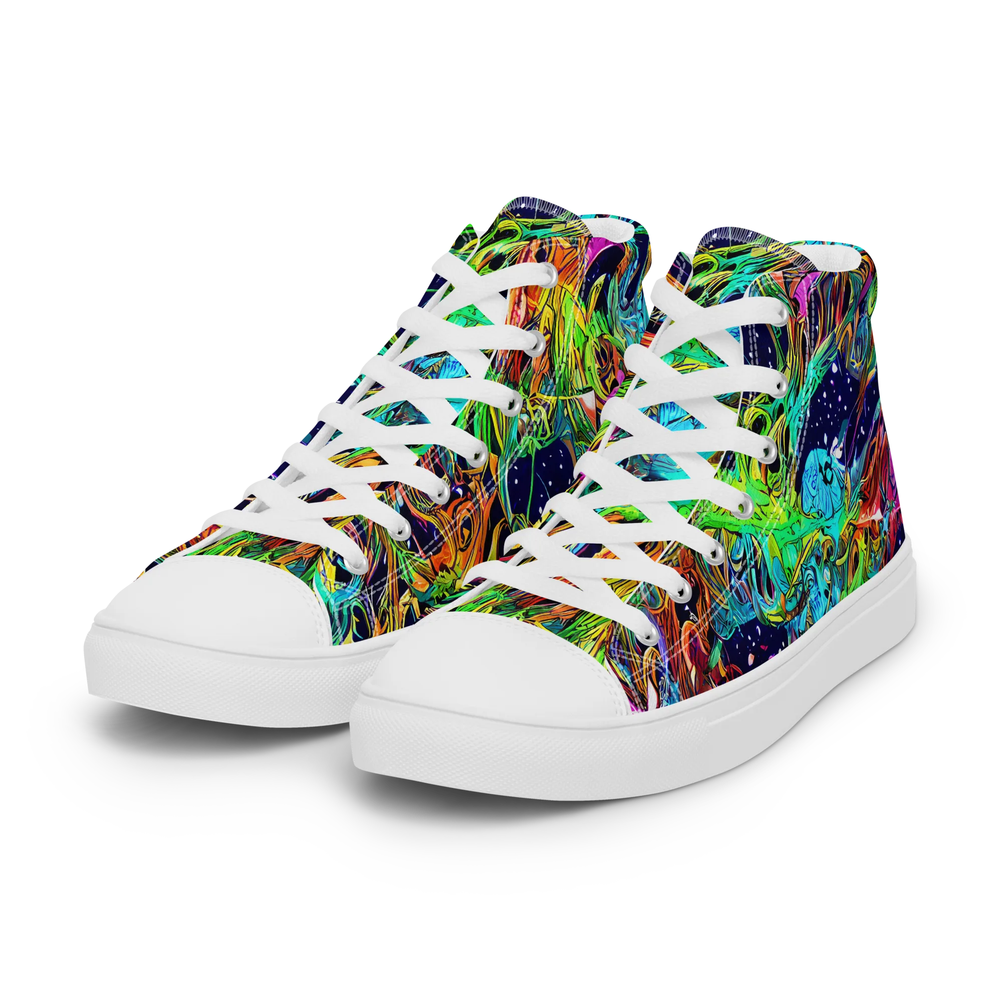 Neon Mythos on Women's High Top Canvas Shoes — Left Front