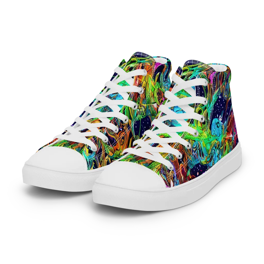 Neon Mythos on Women's High Top Canvas Shoes — Left Front