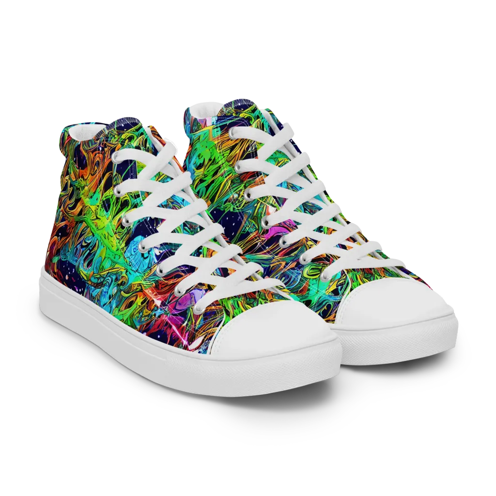 Neon Mythos on Women's High Top Canvas Shoes — Right Front