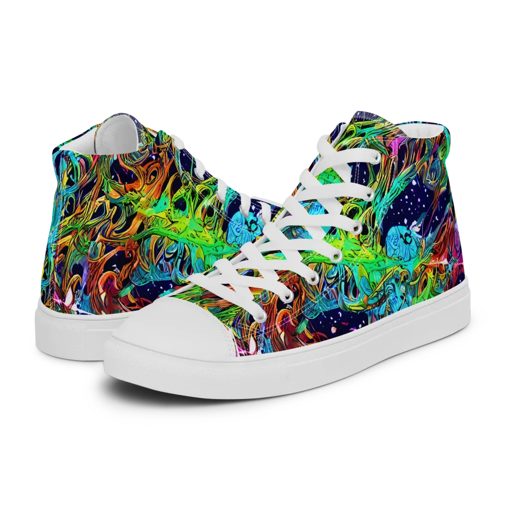 Neon Mythos on Women's High Top Canvas Shoes — Left
