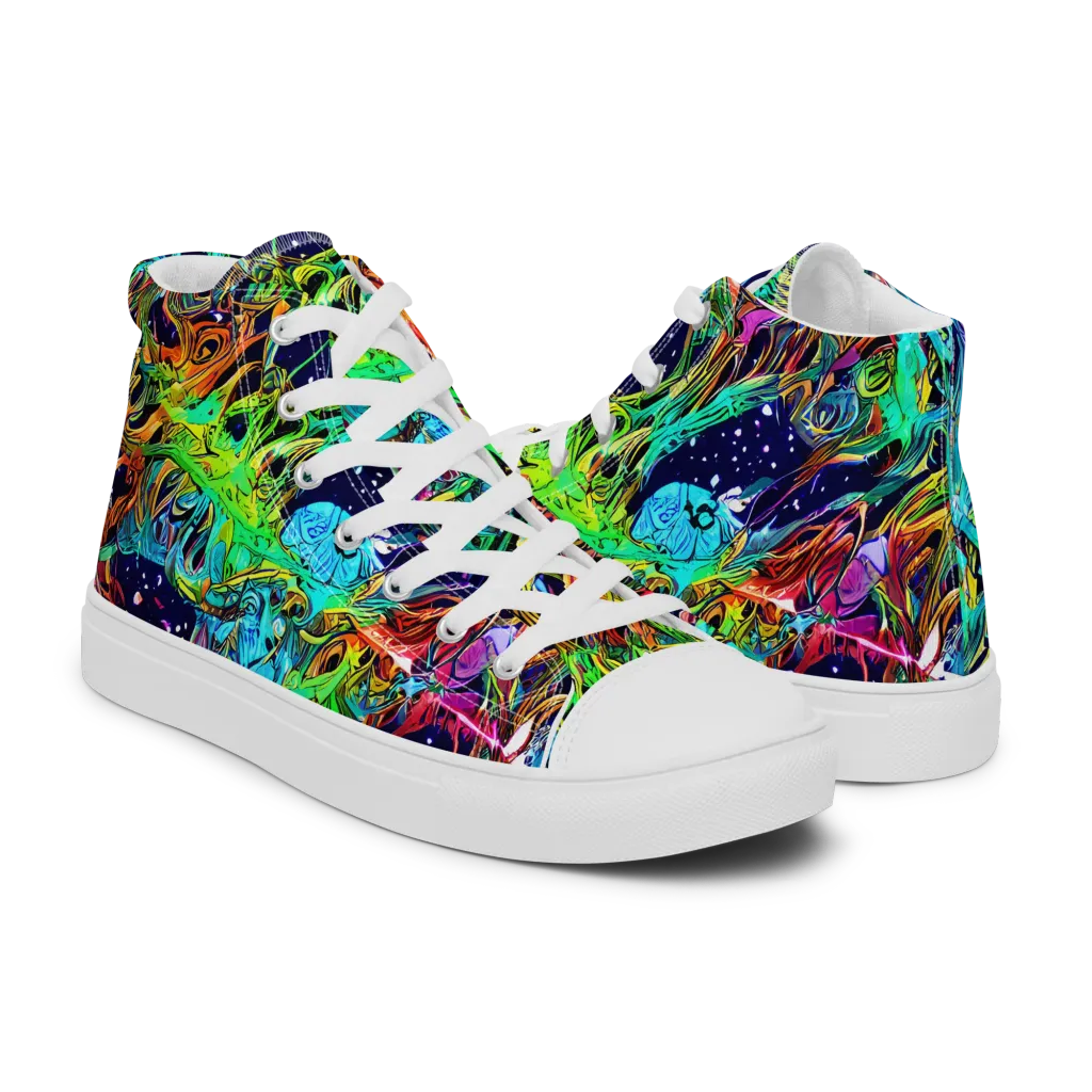 Neon Mythos on Women's High Top Canvas Shoes — Right