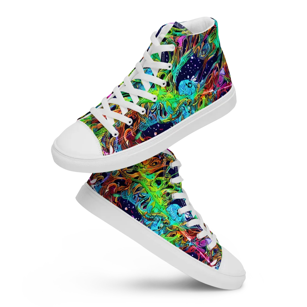 Neon Mythos on Women's High Top Canvas Shoes — Front