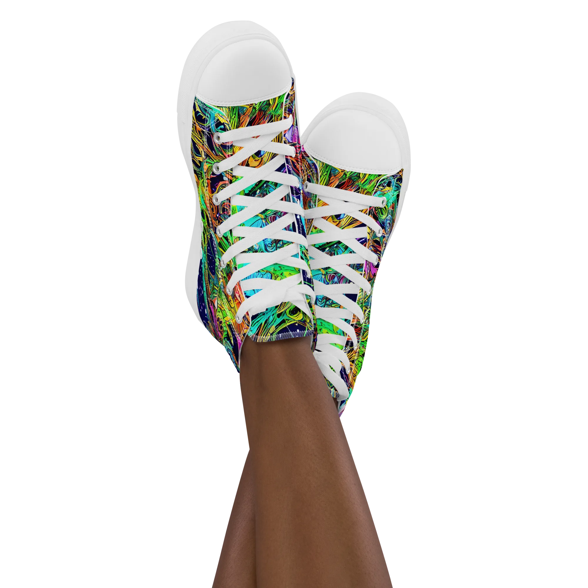 Neon Mythos on Women's High Top Canvas Shoes — Front