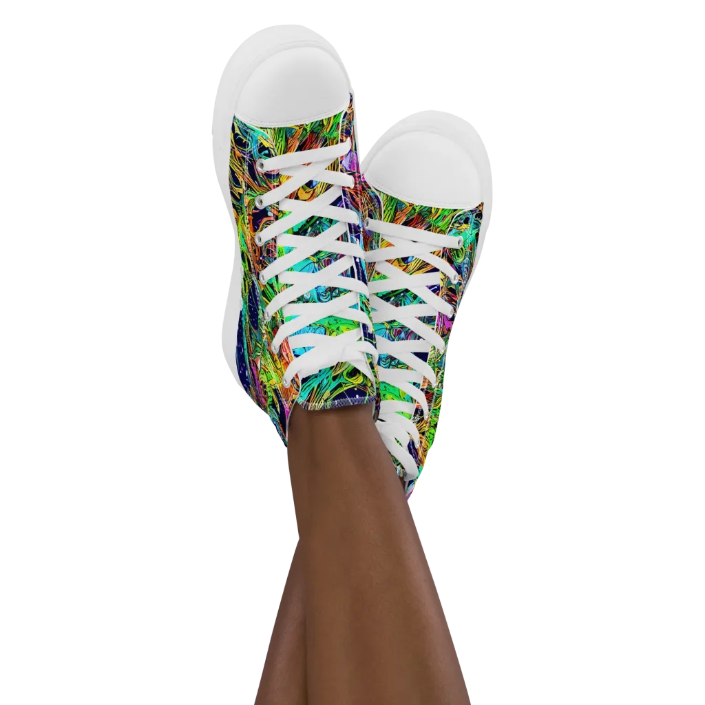 Neon Mythos on Women's High Top Canvas Shoes — Front