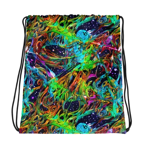 Neon Mythos on a Drawstring Bag
