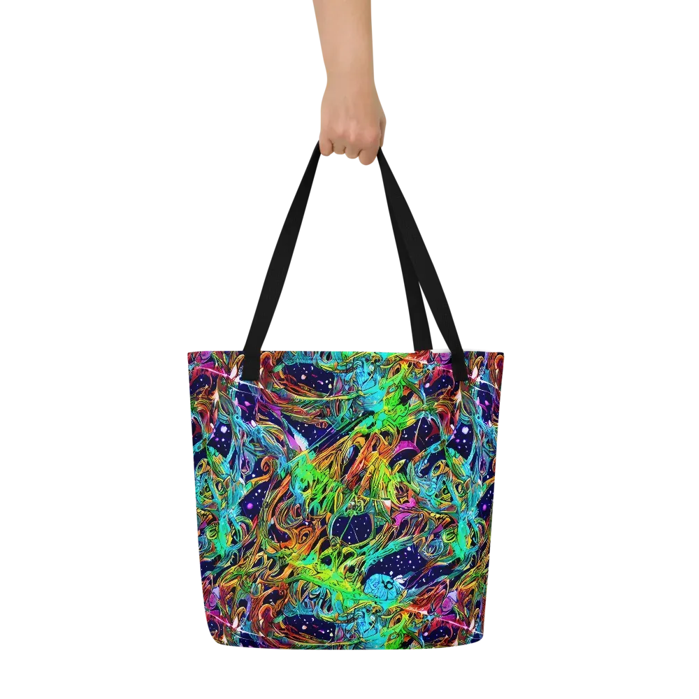 Neon Mythos on Large Tote Bag W/ Pocket — Front