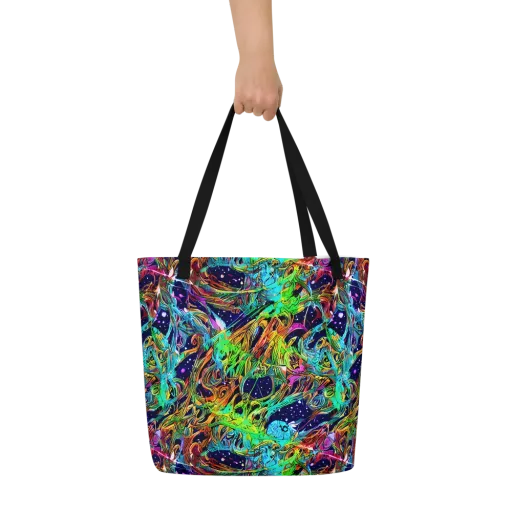 Neon Mythos on a Large Tote Bag W/ Pocket