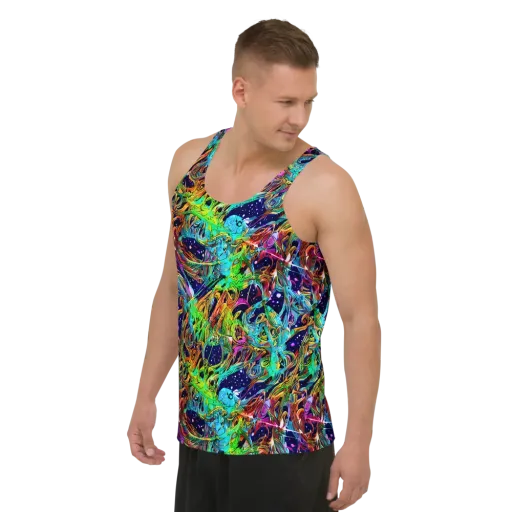 Neon Mythos on a Men's Tank Top