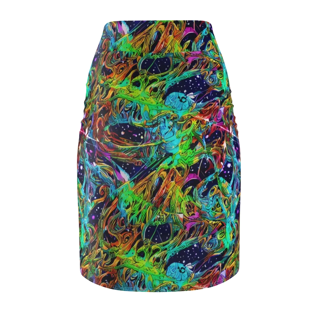 Neon Mythos on Pencil Skirt — Back
