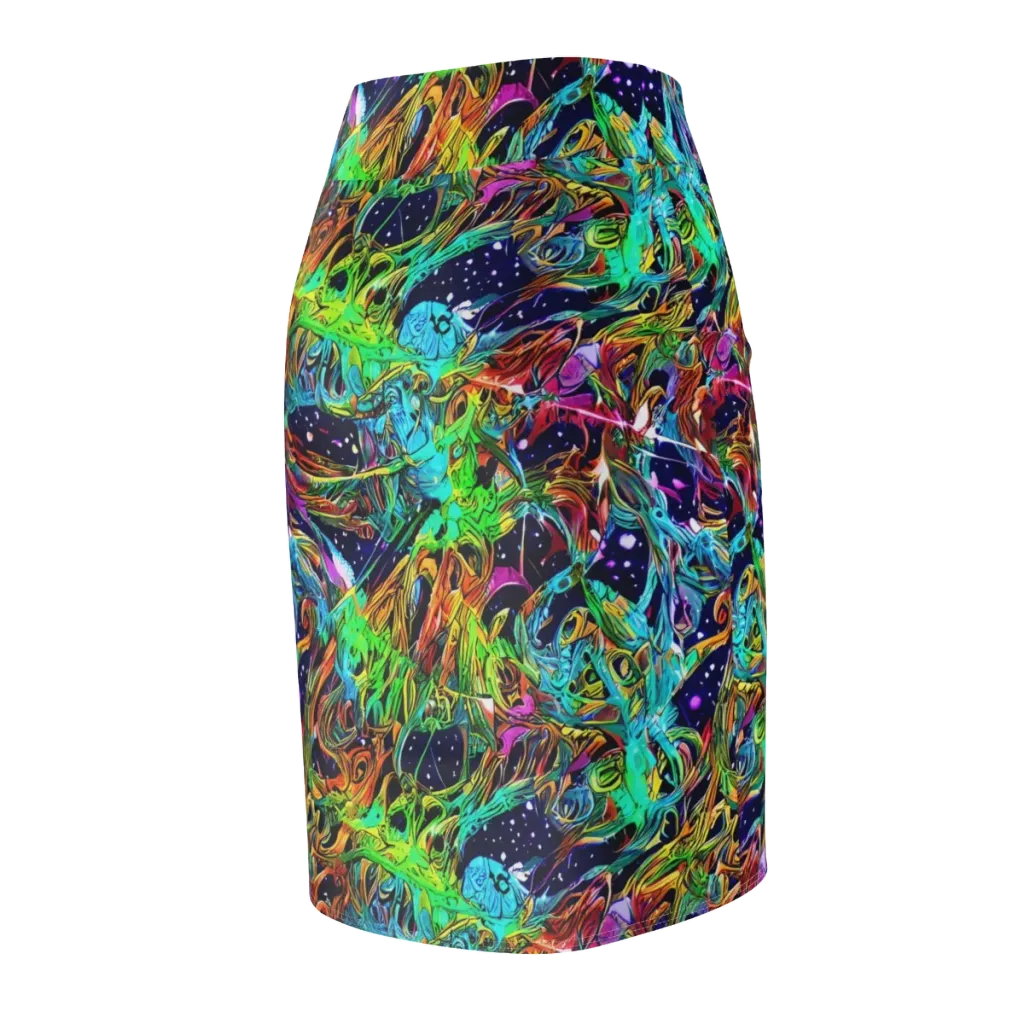 Neon Mythos on Pencil Skirt — Back Side