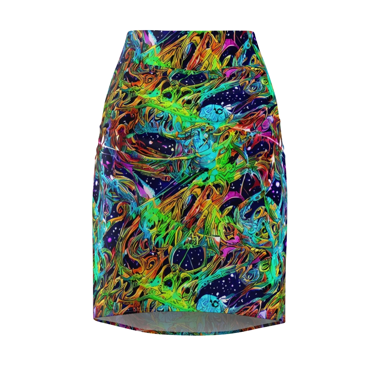 Neon Mythos on Pencil Skirt — Front