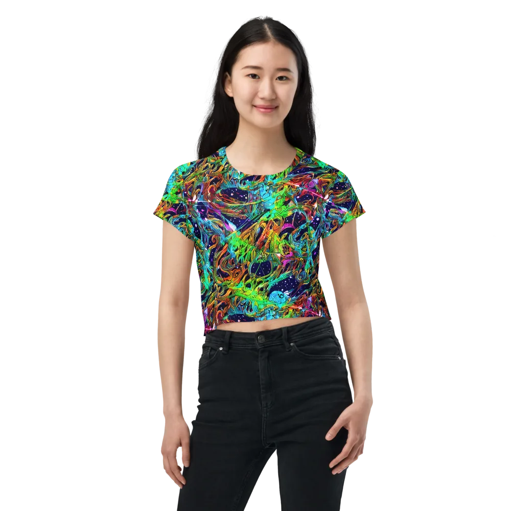 Neon Mythos on Crop Tee — Front