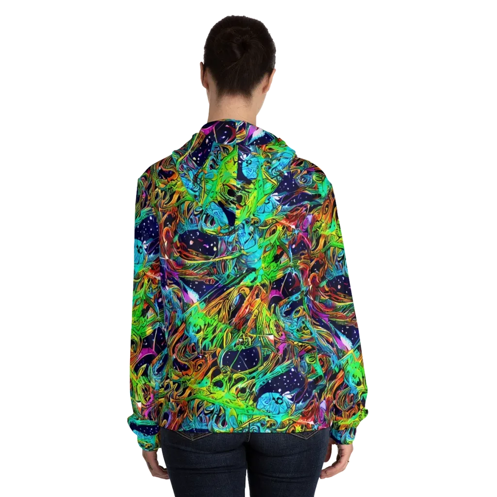 Neon Mythos on Women's Full-Zip Hoodie — Back On Person