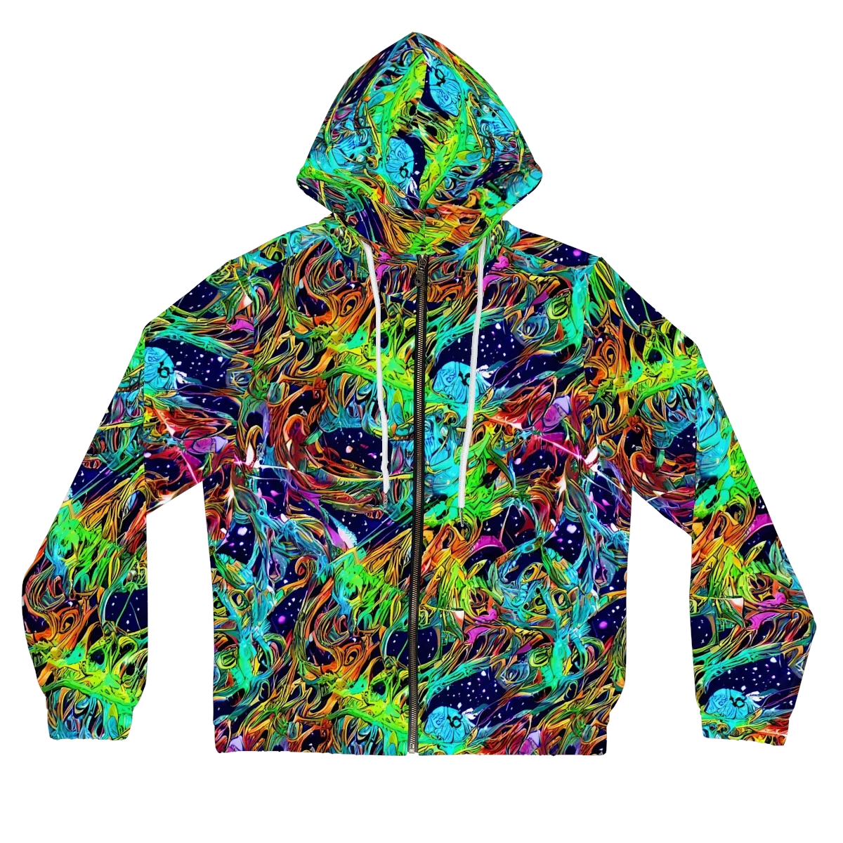 Neon Mythos on Women's Full-Zip Hoodie — Front