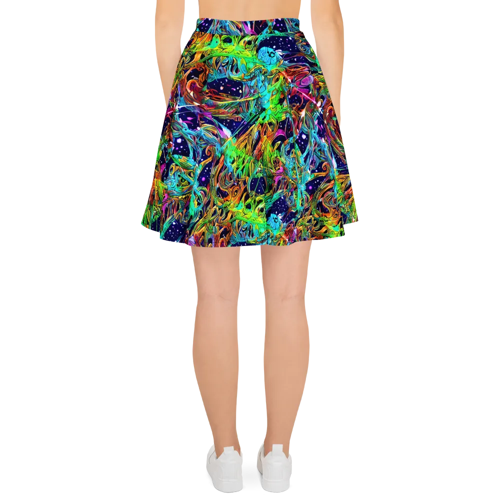 Neon Mythos on Skater Skirt — Back
