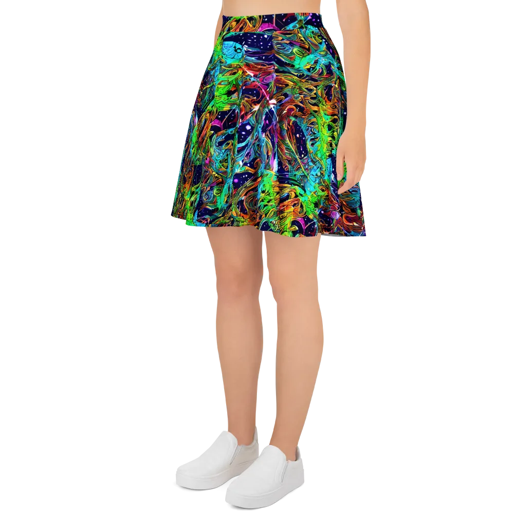 Neon Mythos on Skater Skirt — Left