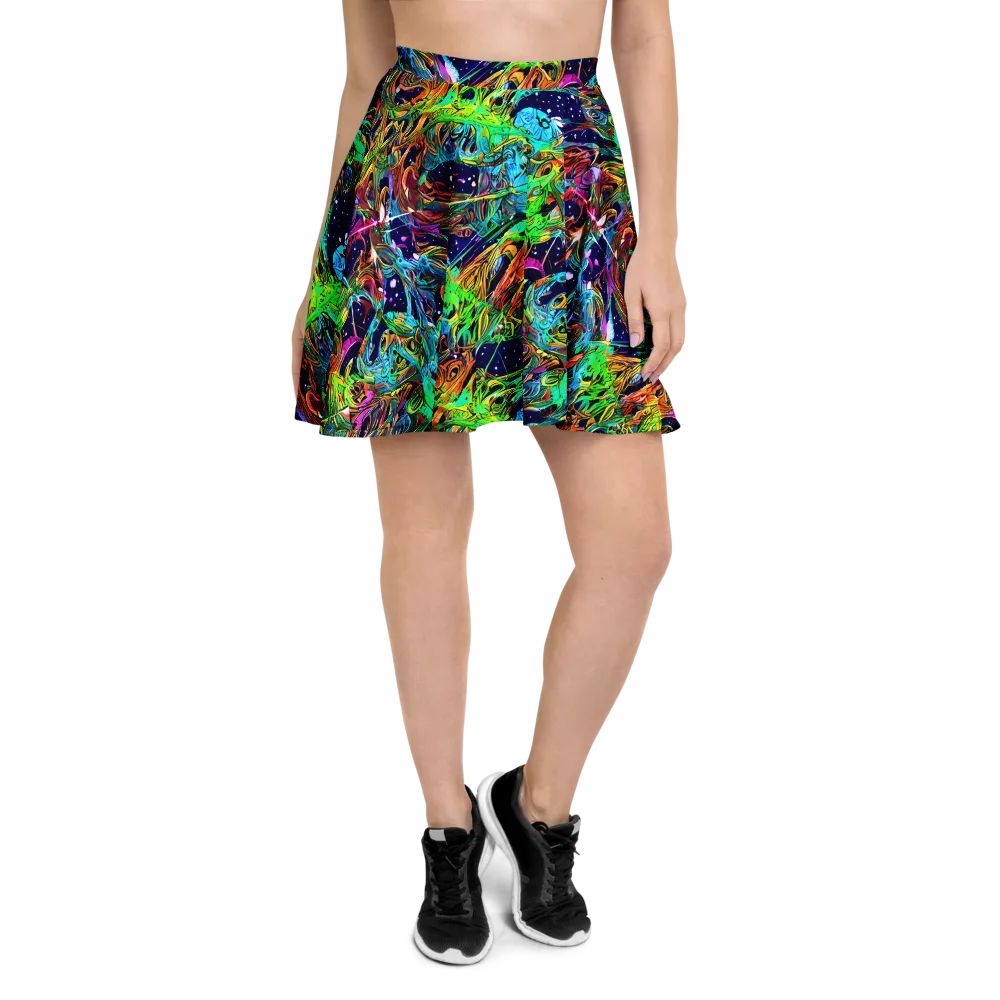 Neon Mythos on Skater Skirt — Front