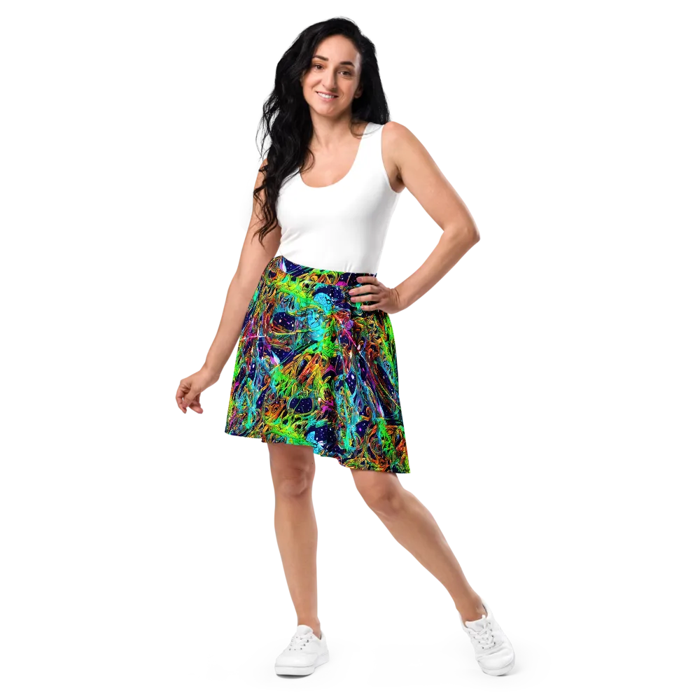 Neon Mythos on Skater Skirt — Front