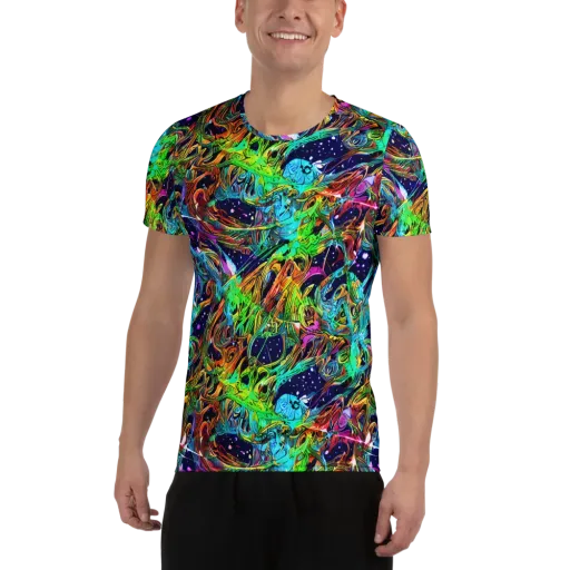 Neon Mythos on a Men's Athletic T-Shirt