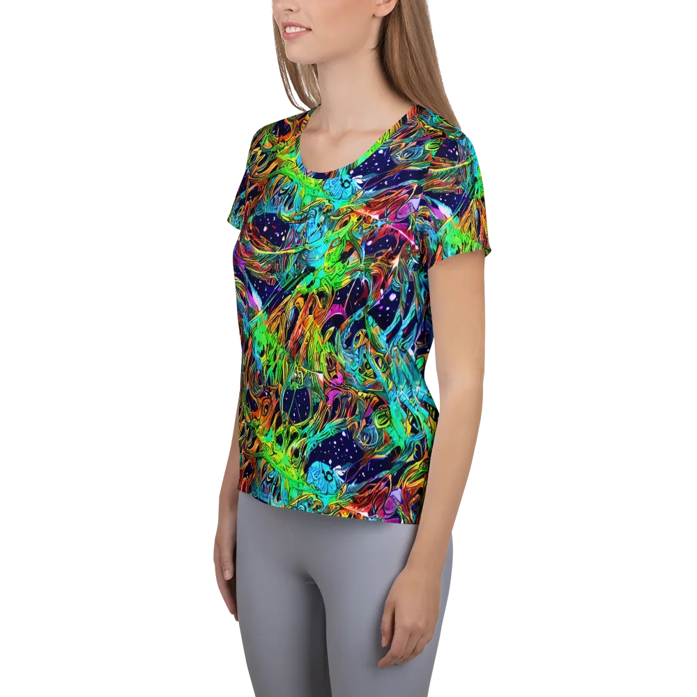 Neon Mythos on Women's Athletic T-Shirt — Left