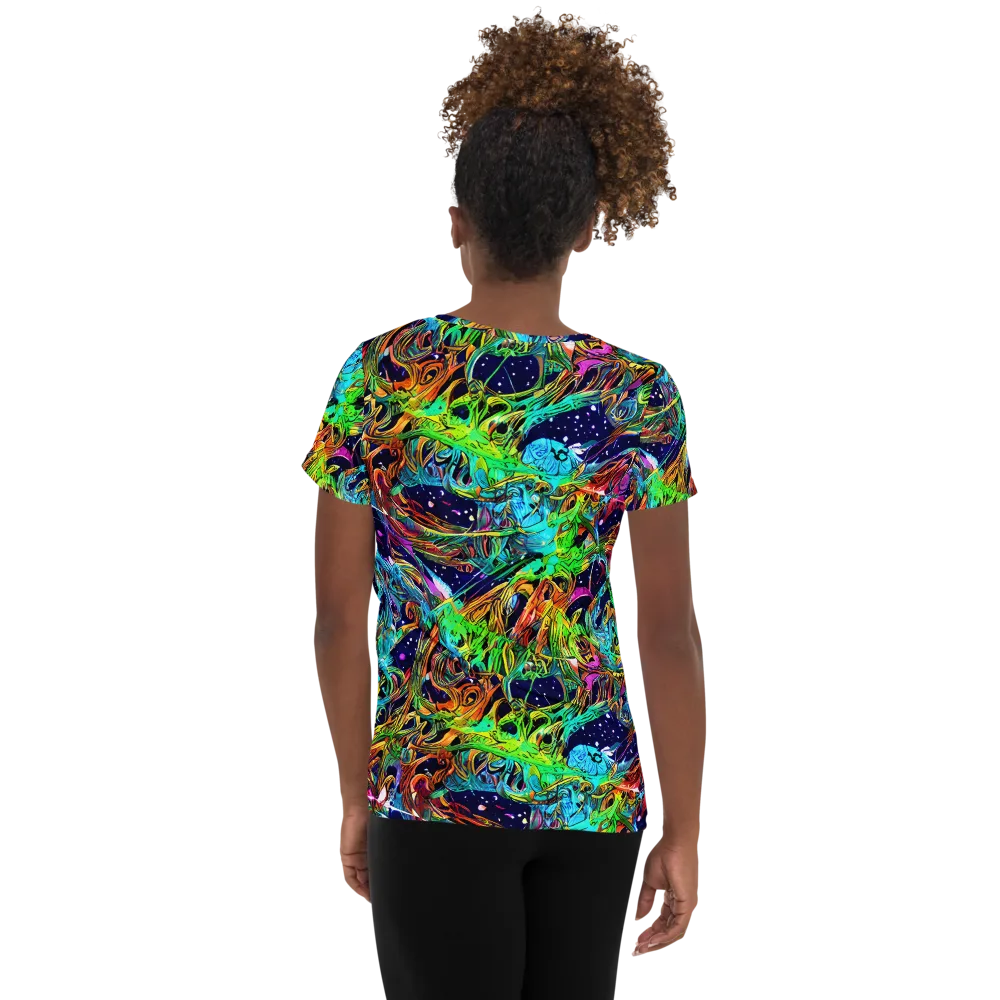 Neon Mythos on Women's Athletic T-Shirt — Back