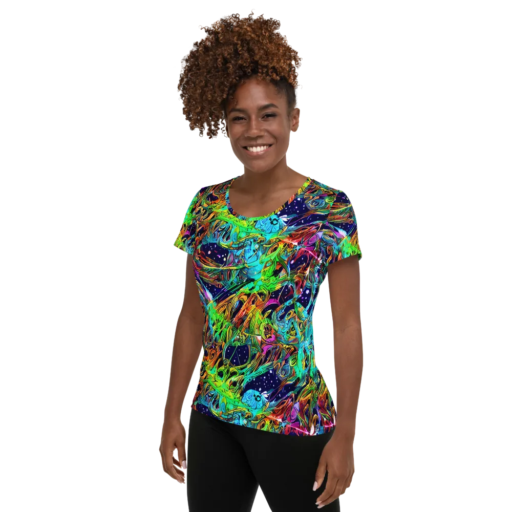 Neon Mythos on Women's Athletic T-Shirt — Left