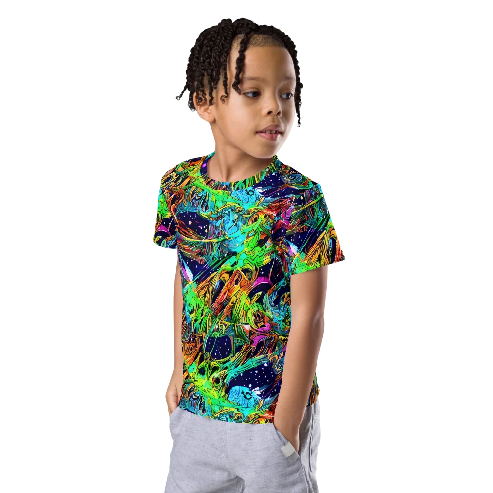 Neon Mythos on Kids Crew Neck T-Shirt — Left Front