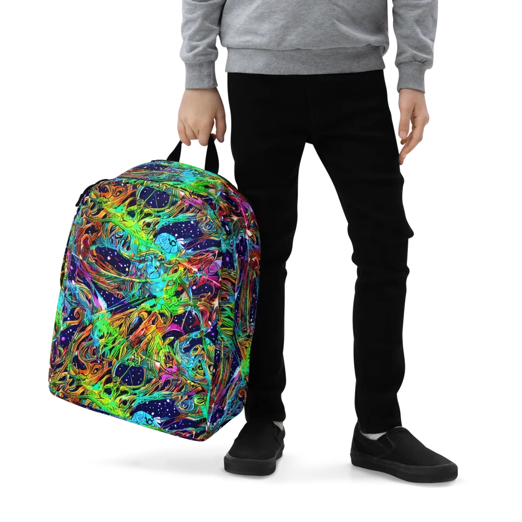 Neon Mythos on Minimalist Backpack — Zoomed-in