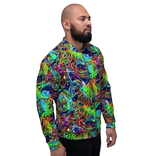 Neon Mythos on a Bomber Jacket