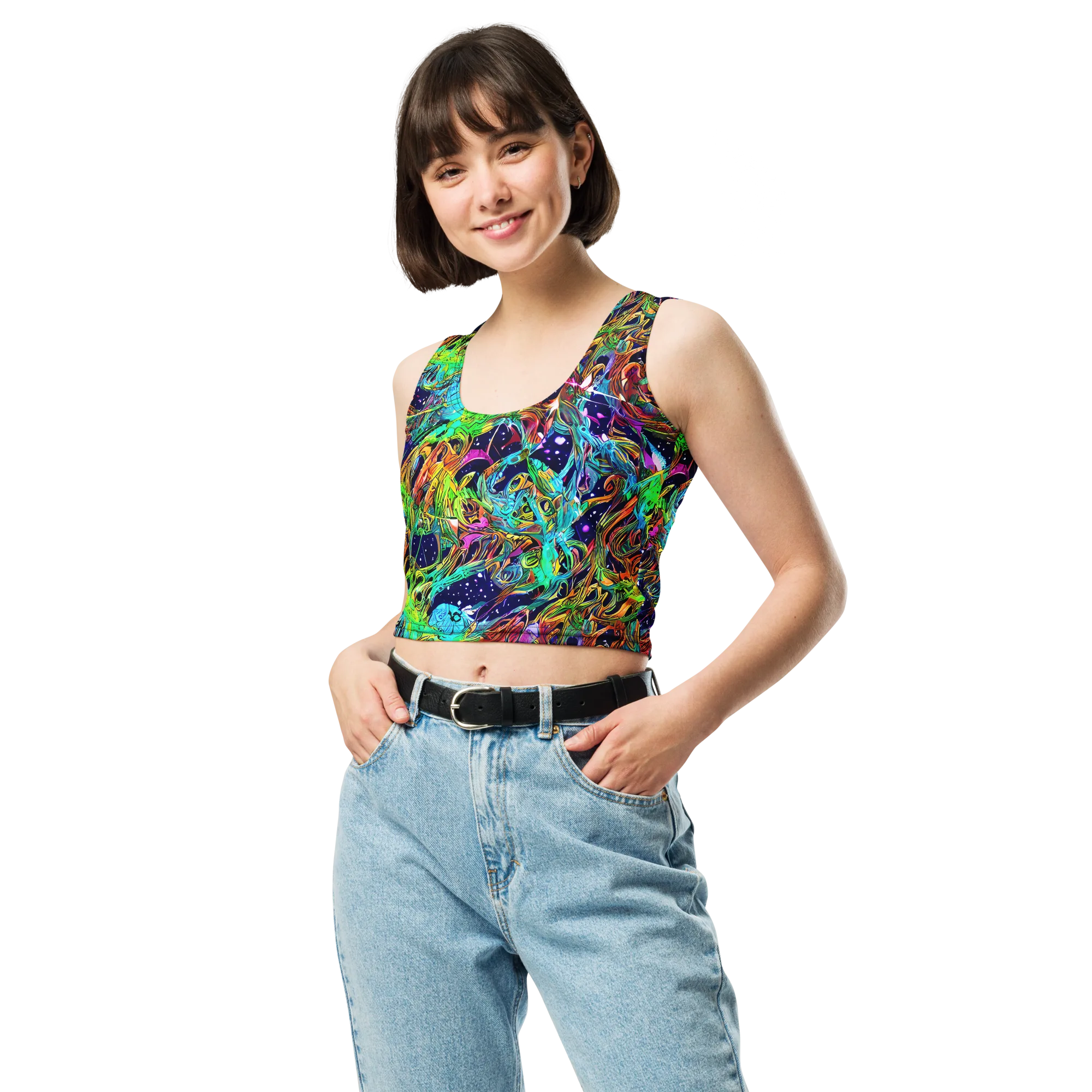 Neon Mythos on Crop Top — Front