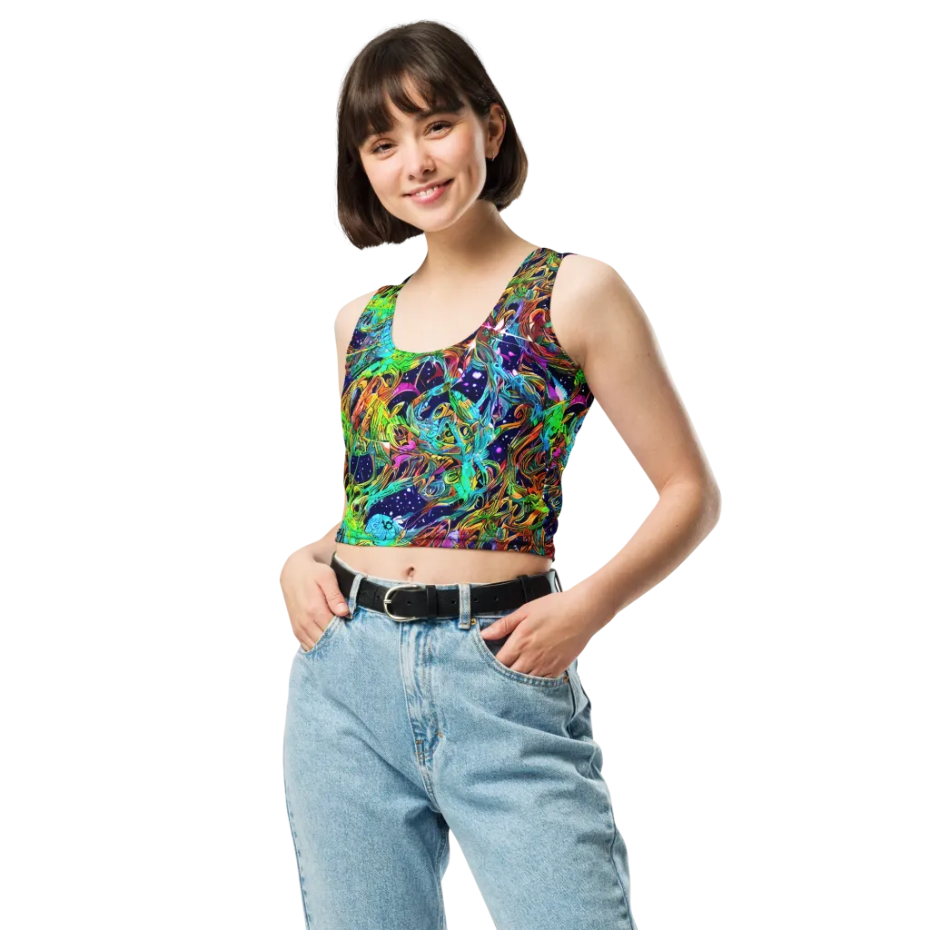 Neon Mythos on Crop Top — Front