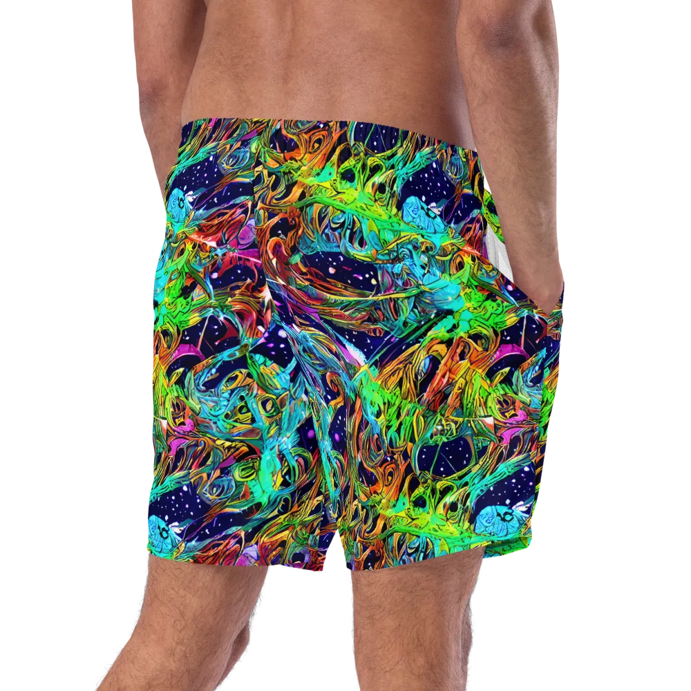 Neon Mythos on Swim Trunks — Right Back