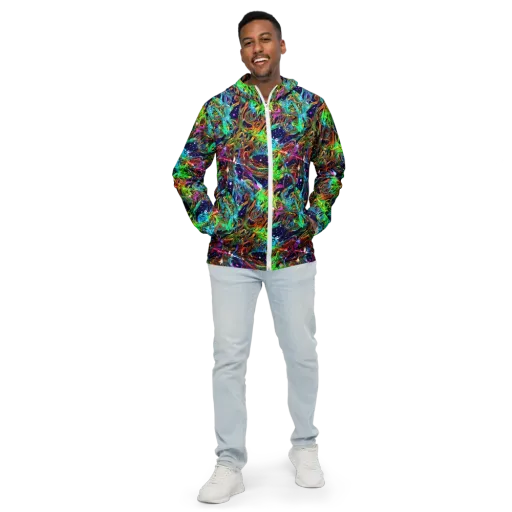 Neon Mythos on a Men's Windbreaker