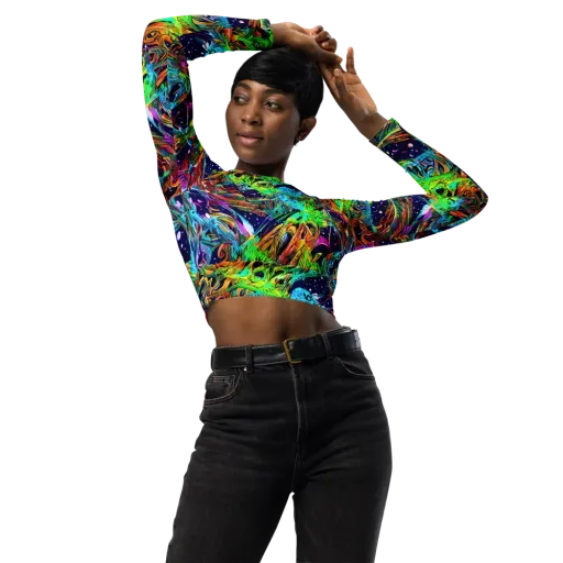 Neon Mythos on a Long Sleeve Crop Top