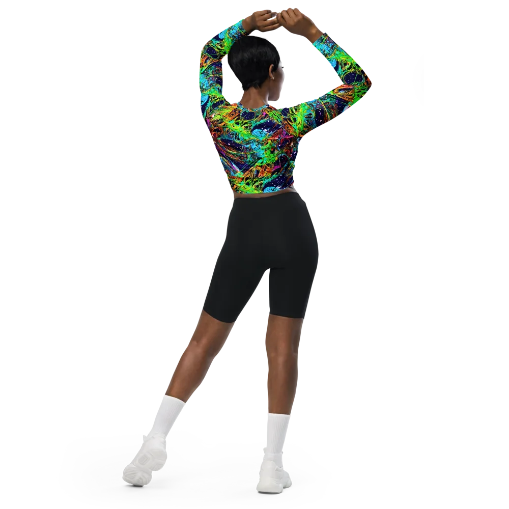 Neon Mythos on Long Sleeve Crop Top — Back