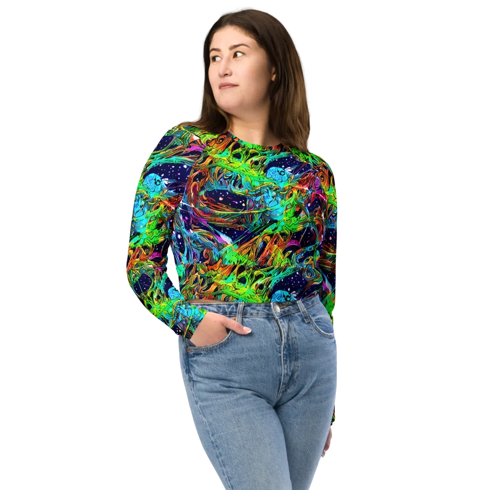 Neon Mythos on Long Sleeve Crop Top — Front