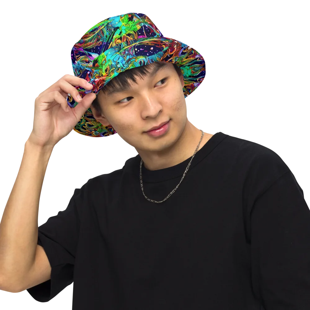 Neon Mythos on Reversible Bucket Hat — Front Inside