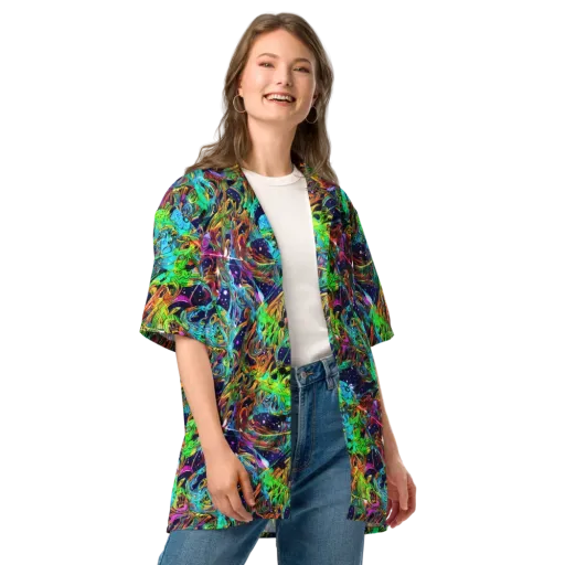 Neon Mythos on a Button Shirt